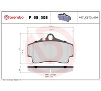 BREMBO P 65 008 Kit pastiglie freni