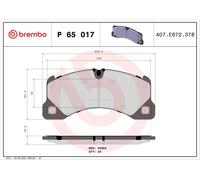 BREMBO P 65 017 Kit pastiglie freno, Freno a disco per PORSCHE,VW