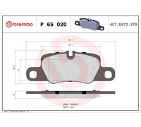 BREMBO P 65 020 Kit pastiglie freno, Freno a disco per PORSCHE