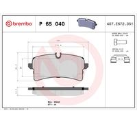 BREMBO P 65 040 Kit pastiglie freno, Freno a disco per PORSCHE