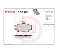 Set di pastiglie freno BREMBO P 68 008, anteriore