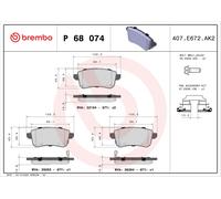 BREMBO P 68 074 Kit pastiglie freno, Freno a disco per RENAULT