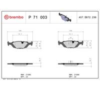 BREMBO P 71 003 Kit pastiglie freno, Freno a disco per SAAB,VOLVO