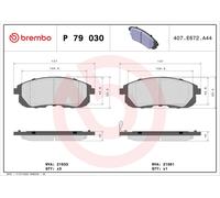 BREMBO P 79 030 Kit pastiglie freno, Freno a disco per NISSAN,SUZUKI