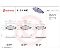 BREMBO P 83 053 Kit pastiglie freno, Freno a disco per TOYOTA