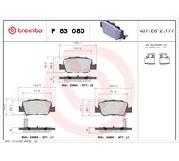 BREMBO P 83 080 Kit pastiglie freno, Freno a disco per TOYOTA