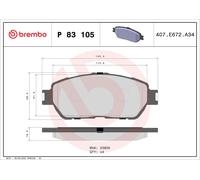 BREMBO P 83 105 Kit pastiglie freno, Freno a disco per LEXUS,TOYOTA
