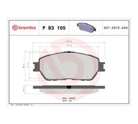 Brembo Kit pastiglie freni P 83 105 Anteriore per Toyota Camry