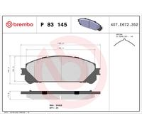 BREMBO P 83 145 Kit pastiglie freno, Freno a disco per DAIHATSU,LEXUS,SUBARU,TOY