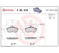 KIT PASTIGLIE FRENO ANT BREMBO AUDI 4000 1.8 S 65KW 86>90 P85016
