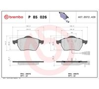 BREMBO P 85 026 Kit pastiglie freno, Freno a disco per AUDI,ZHONGHUA (BRILLIANCE