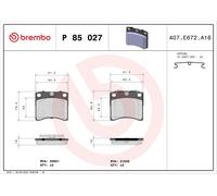 BREMBO P 85 027 Kit pastiglie freni Anteriore