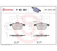 Brembo P 85 061 - Pastiglia Freno - Anteriore