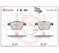BREMBO P 85 097 Kit pastiglie freno, Freno a disco per AUDI,AUDI (FAW)