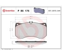 BREMBO P 85 175 Kit pastiglie freni Anteriore per AUDI A6 Avant (4G5, 4GD, C7)