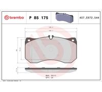 Set di pastiglie freno BREMBO P 85 175, anteriore