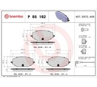 BREMBO P 85 182X Kit pastiglie freno per VW CADDY CALIFORNIA V Camper (SBB, SBJ)