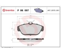 BREMBO P 86 007 Kit pastiglie freno, Freno a disco per VOLVO