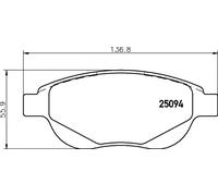 BREMBO Pastiglie Freno Bremsbelegsatz Frontale Adatto A per Citroën C4 I