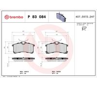 Brembo Kit pastiglie freno P83084 posteriore per Toyota Avensis/Corolla
