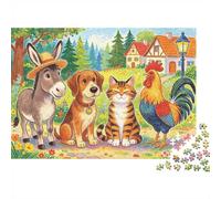 Bremen Musicians Puzzle 1000 Pezzis Recyclable Illustrazione di Favola Senior Puzzles Gioco Educativo Rilassamento Ideal for Family And Friends Compleannos 70x50cm/1000pcs