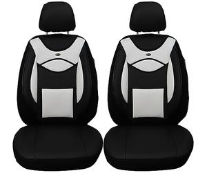 BREMER SITZBEZÜGE Coprisedili in similpelle per auto, compatibili con Mercedes Sprinter W906, conducente e passeggero dal 2006 al 2018, in pelle, colore nero/bianco (D108)