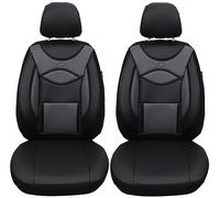 BREMER SITZBEZÜGE Coprisedili per auto in ecopelle compatibili con Dacia Jogger e passeggero a partire dal 2022, set di 2 coprisedili per auto, colore nero/grigio (D101)