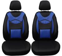BREMER SITZBEZÜGE Coprisedili per auto in similpelle compatibile con Peugeot 208 2 conducente e passeggero a partire dal 2019, in pelle tessile, confezione da 2 pezzi, colore nero/blu (D106)