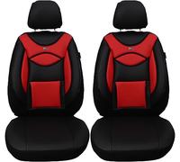 BREMER SITZBEZÜGE Coprisedili per auto in similpelle, compatibili con Dacia Jogger e passeggero dal 2022, set da 2 pezzi, colore nero/rosso (D102)