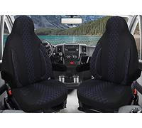 BREMER SITZBEZÜGE Coprisedili per piloti compatibili con camper, Ducato Weinsberg Adria Dethleffs, set da 2 coprisedili con braccioli in cuciture nero/blu | WPL406