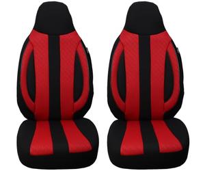 BREMER SITZBEZÜGE Measure Pilot Coprisedili per auto, compatibili con Peugeot 4007 conducente e passeggero dal 2007 al 2012, set di 2 coprisedili per auto, nero/rosso