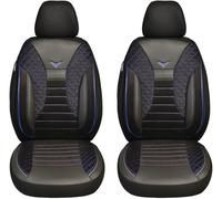 BREMER SITZBEZÜGE Set di 2 coprisedili per auto compatibili con Audi A8 D3 conducente e passeggero a partire dal 2002 al 2009 / coprisedili auto in pelle sintetica, colore nero/blu