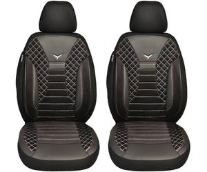 BREMER SITZBEZÜGE Set di 2 coprisedili per auto compatibili con Ford Tourneo Transit Custom conducente e passeggero dal 2012 al 2022 / auto in pelle sintetica, colore nero/bianco