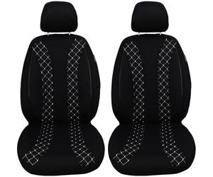 BREMER SITZBEZÜGE Set di 2 coprisedili per auto compatibili con Jaguar XJ X350 conducente e passeggero dal 2002 al 2009 / coprisedili per auto, con cuciture bianche e nere