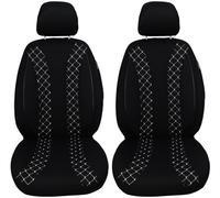 BREMER SITZBEZÜGE Set di 2 coprisedili per auto compatibili con Jeep Compass 1 conducente e passeggero dal 2007 al 2010, con cuciture bianche e nere