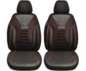 BREMER SITZBEZÜGE Set di 2 coprisedili per auto compatibili con Kia Rio 2 JB conducente e passeggero dal 2005 al 2011 / coprisedili per auto in pelle sintetica, colore nero/rosso