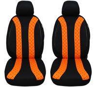 BREMER SITZBEZÜGE Set di 2 coprisedili per auto compatibili con Renault Trafic 3 conducente e passeggero dal 2014 / coprisedili per auto, colore nero/arancione (N305)