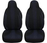 BREMER SITZBEZÜGE Set di 2 coprisedili per auto, compatibili con Smart Fortwo 453, per guidatore e passeggero dal 2014, con cuciture nere/blu