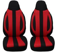 BREMER SITZBEZÜGE Set di 2 coprisedili per auto, compatibili con VW T-ROC conducente e passeggero dal 2017, set di coprisedili per auto, colore nero/rosso