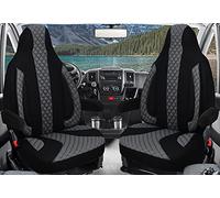BREMER SITZBEZÜGE Set di coprisedili per sedili pilota e passeggero compatibili con camper FIAT Ducato, Pössl, Knaus, Adria, Carthago, Pilote Laika WPL401, nero/grigio