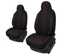 BREMER SITZBEZÜGE Set di coprisedili per sedili pilota e passeggero compatibili con camper FIAT Ducato, Pössl, Knaus, Adria, Carthago, Pilote Laika WPL402, nero/rosso cuciture