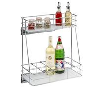 bremermann Armadietto telescopico a 2 ripiani, cassetto da cucina estraibile con sistema Soft-Close, ideale come portabottiglie, organizer per spezie, alimenti, cromato