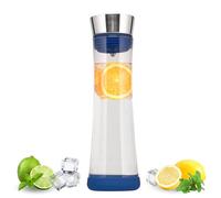 bremermann Caraffa in vetro Carola con base in silicone, coperchio smontabile, 1 litro (blu)