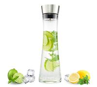 bremermann caraffa in vetro SVEA da 1,2 litri con beccuccio in acciaio inox, opaco, Anello in Silicone (Nero)