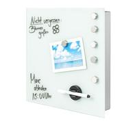 bremermann Cassetta portachiavi XL con frontale in vetro, scrivibile, 13 ganci, 6 magneti, 1 pennarello, 1 porta pennarelli, corpo in metallo grigio verniciato a polvere (bianco)