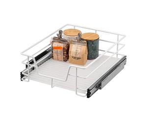 bremermann cassetto telescopico 45 cm con ripiano, per montaggio successivo, con guide telescopiche a sfera, ideale per cucina, bagno e camera da letto, in metallo (Bianco)