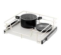 bremermann Cassetto telescopico Larghezza 60 cm con ripiano, con Guide telescopiche, cassetto Estraibile Ideale per Cucina e Bagno, in Metallo (Bianco Crema)