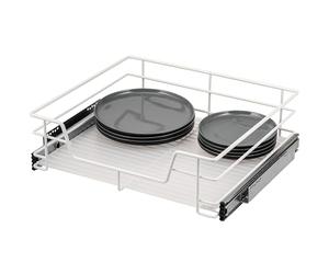 bremermann Cassetto telescopico Larghezza 60 cm con ripiano, con Guide telescopiche, cassetto Estraibile Ideale per Cucina e Bagno, in Metallo (Bianco)