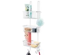 bremermann cestino per doccia appendere alla parete della doccia, scaffale da bagno con 3 cestini e ganci - scaffale per doccia resistente alla ruggine e idrorepellente, in metallo (Bianco)