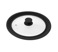 bremermann® Coperchio Universale in Vetro con Bordo in Silicone, 24/26/28 cm, Medio (Nero)